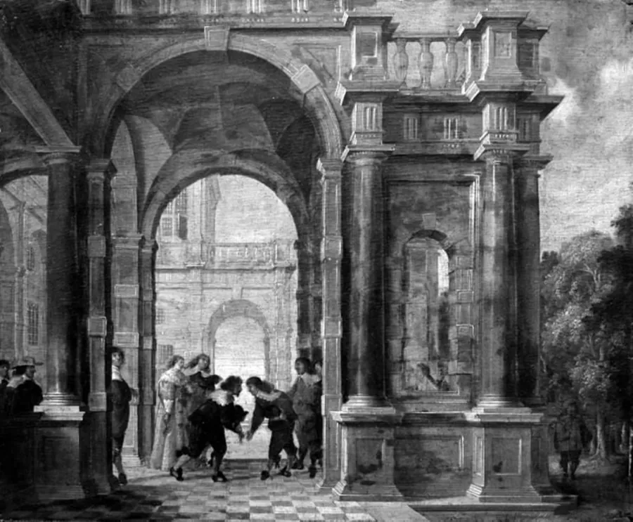 Et selskab ved et palads by Dirck van Delen