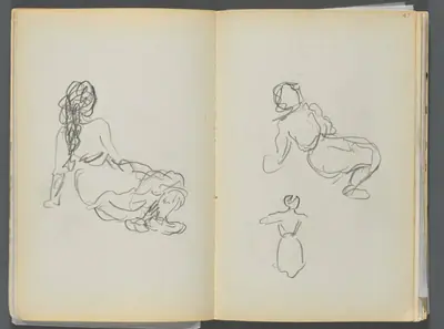 Sketchbook- The Granite Shore Hotel, Rockport, page 046 & 47: Seated Figures
