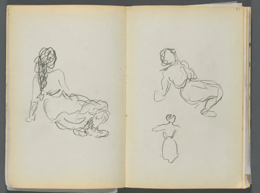Sketchbook- The Granite Shore Hotel, Rockport, page 046 & 47: Seated Figures by Maurice Prendergast