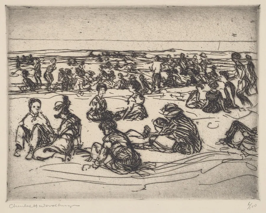 On the Beach by Charles H. Woodbury