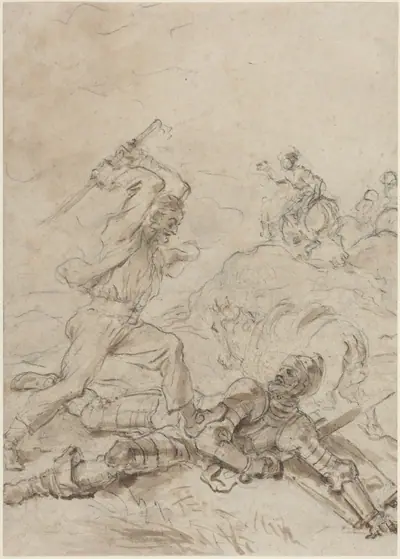 The Muleteer Attacking Don Quixote as He Lies Helpless on the Ground
