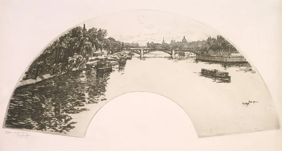 Fan, The Seine seen from the Pont Royal (Éventail, La Seine vue du Pont Royal) by Eugène Bejot