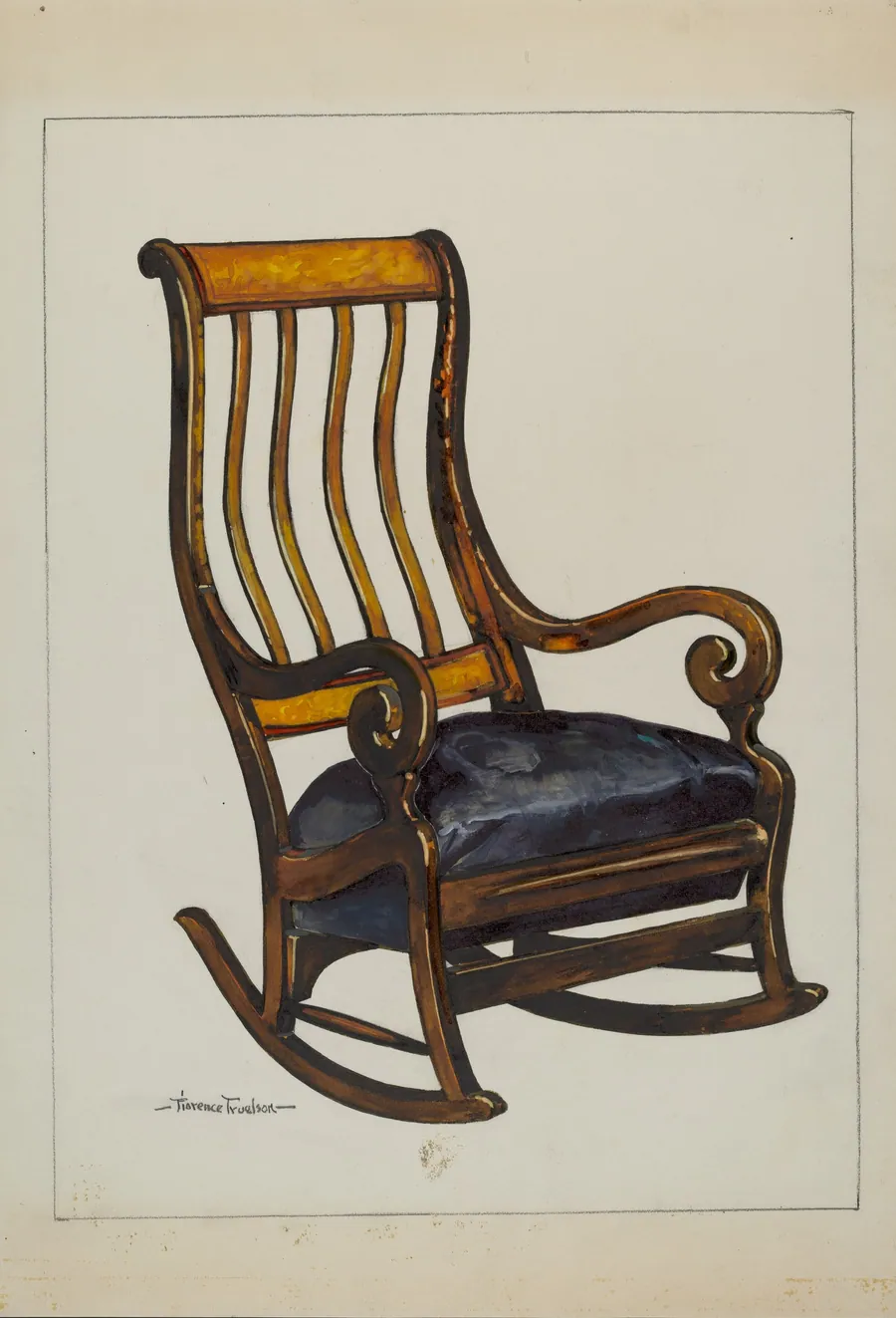 Rocker with Black Horse-hair Seat by Florence Truelson