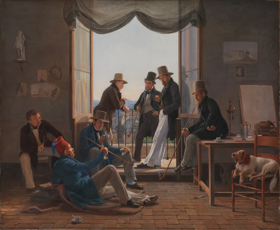 Et selskab af danske kunstnere i Rom by Constantin Hansen