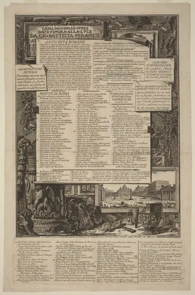 Catalogo delle Opere Date Finora Alla Lvce Da Gio Battista Piranesi