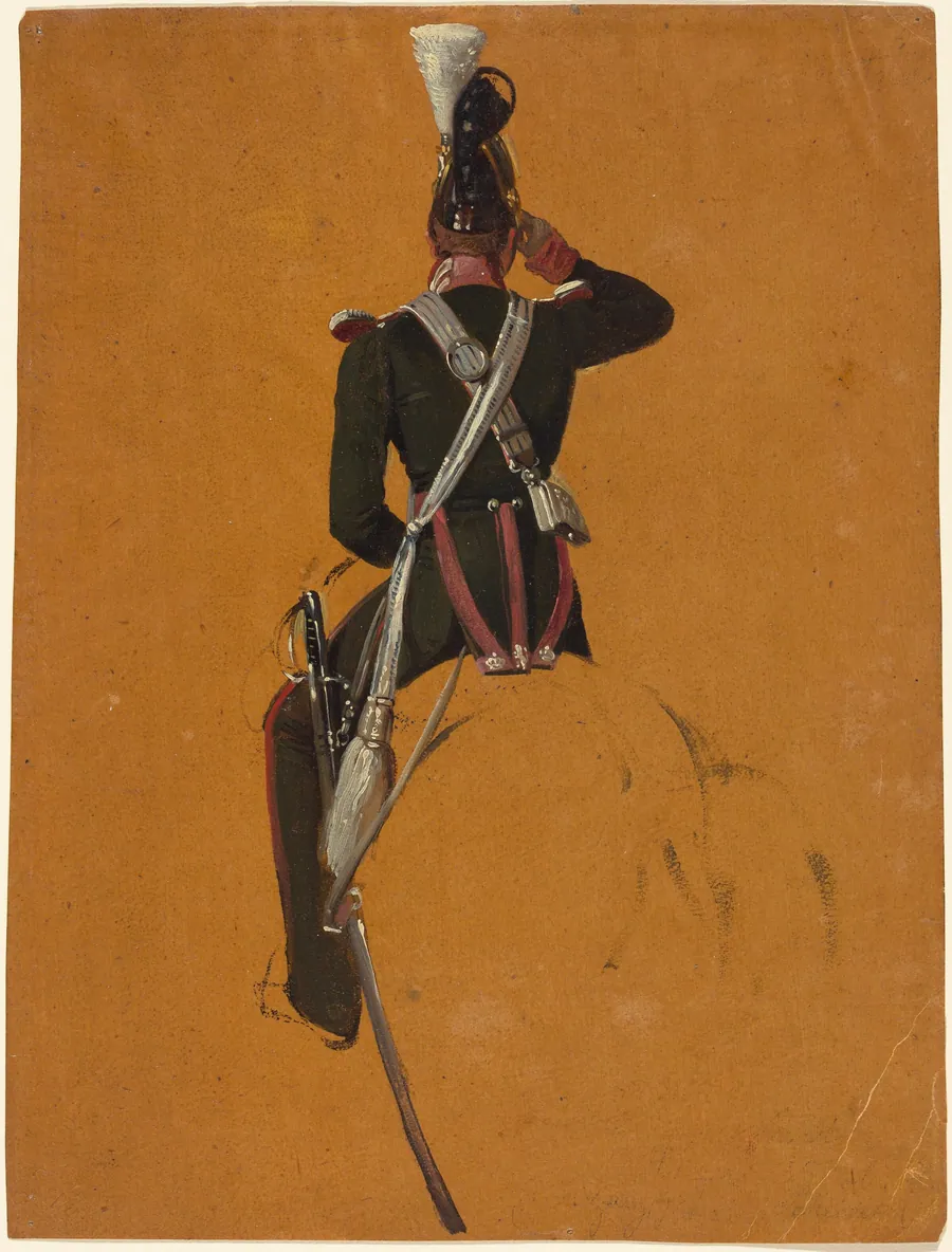 A Mounted Cavalry Officer Seen from Behind by Franz Adam
