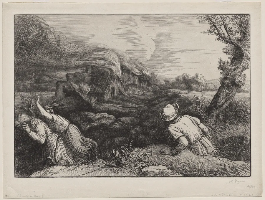 The Village in Flames (L'Incendie du Hameau) by Alphonse Legros
