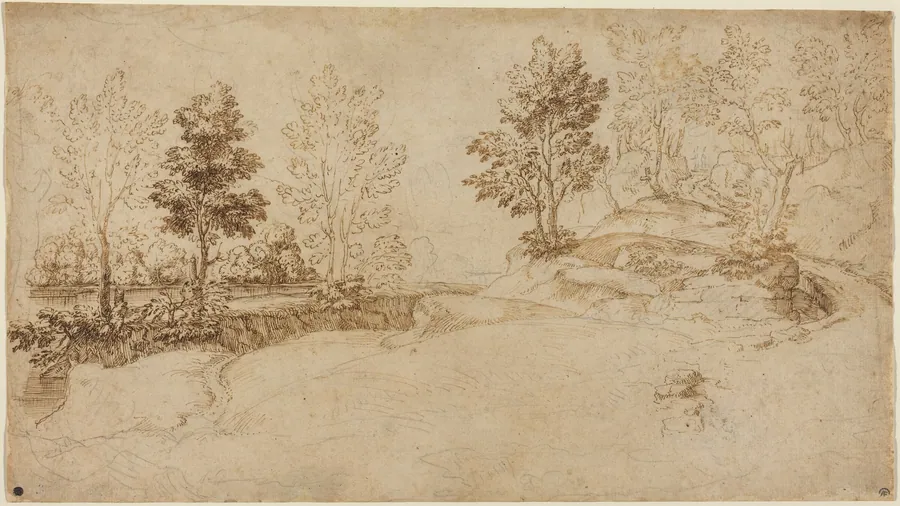 River Landscape by Italian 17th Century