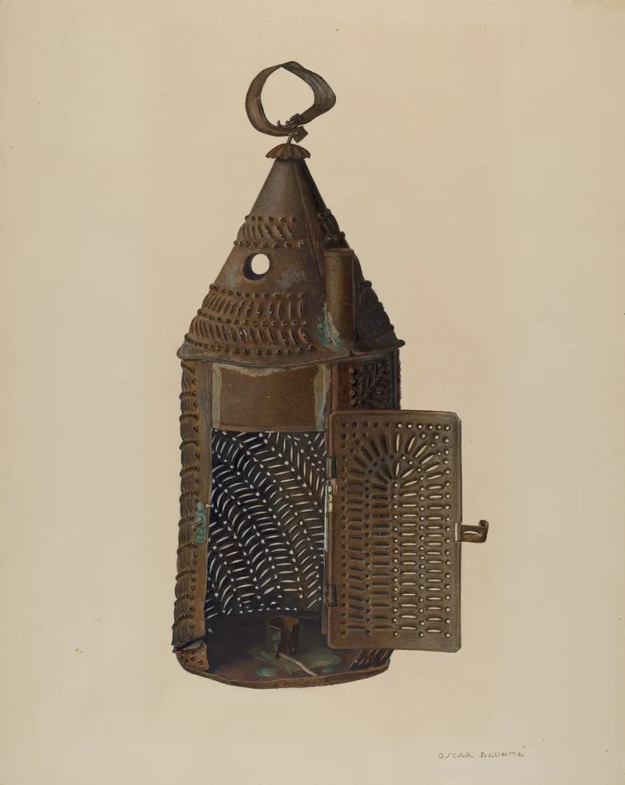 Perforated Tin Lantern by Oscar Bluhme