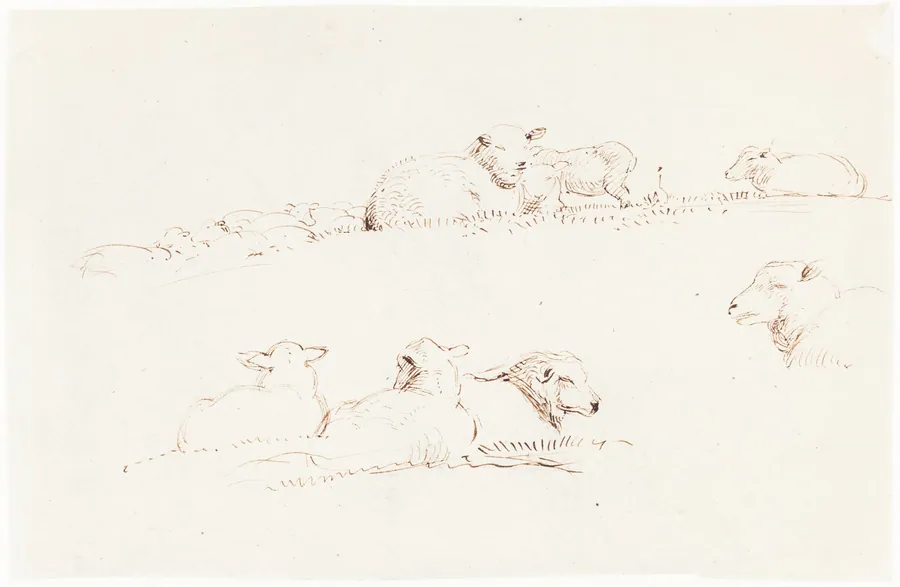 Studies of Sheep in Pasture by George Richmond