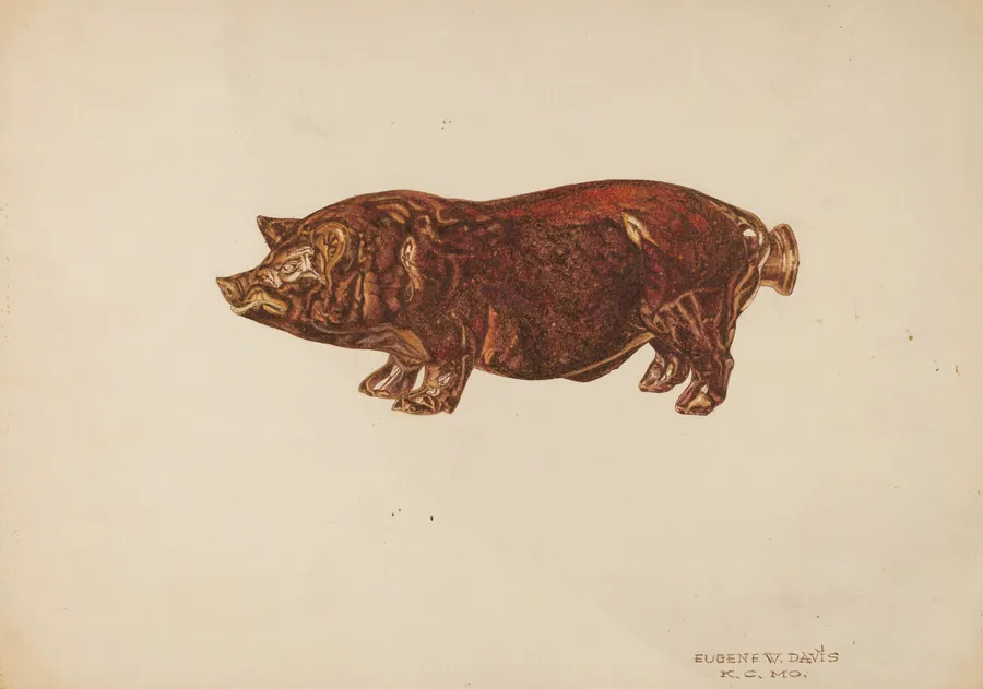 Pottery Pig Bottle by Eugene W. Davis