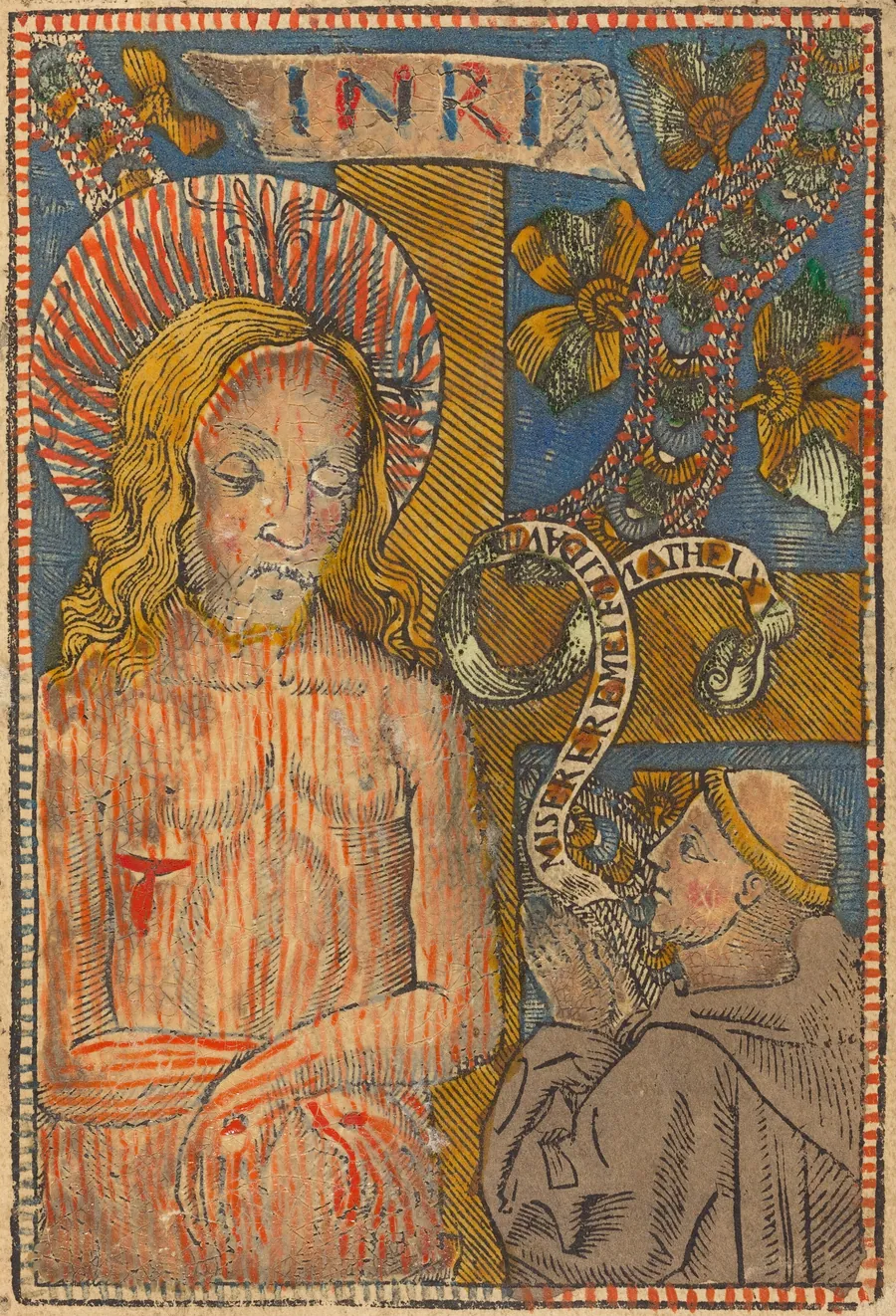 The Man of Sorrows with a Franciscan by French 15th Century
