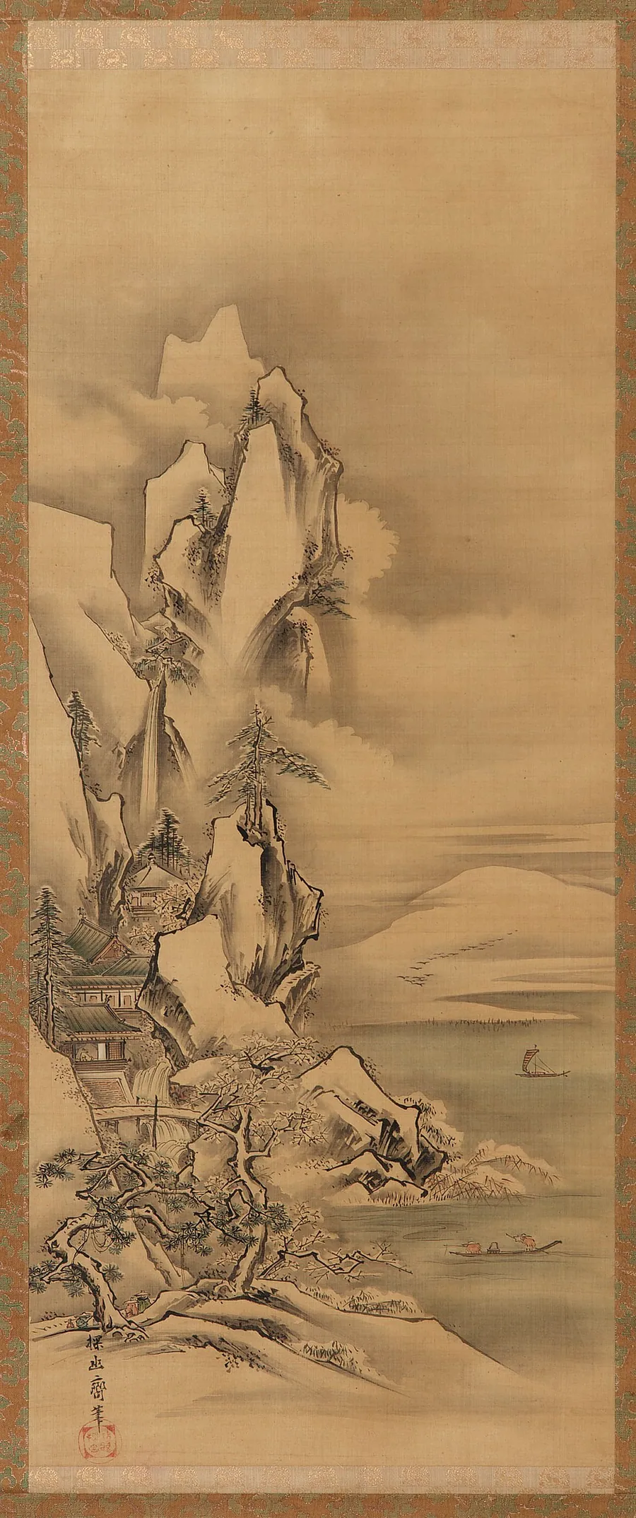 Chinese landscape: winter by Style of Kano Tan'yu 狩野探幽 (1602-1674)