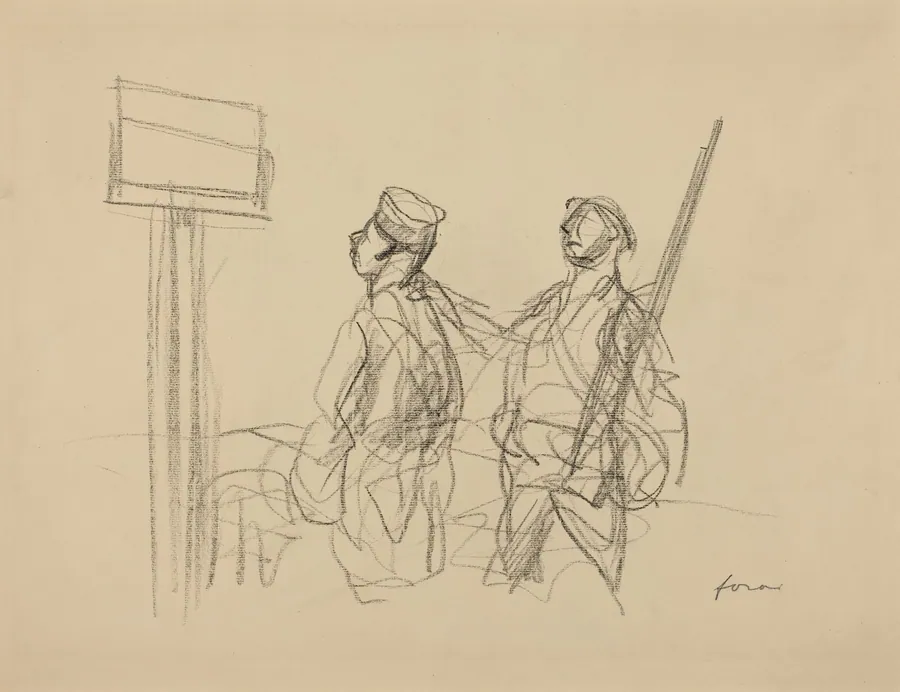Two Soldiers Looking at a Placard by Jean-Louis Forain