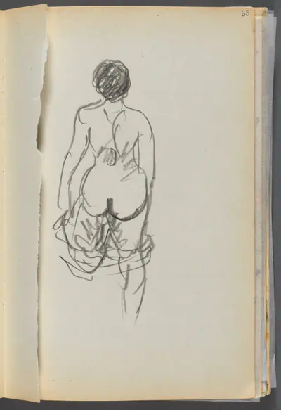 Sketchbook- The Granite Shore Hotel, Rockport, page 065: Nude Female seen from behind