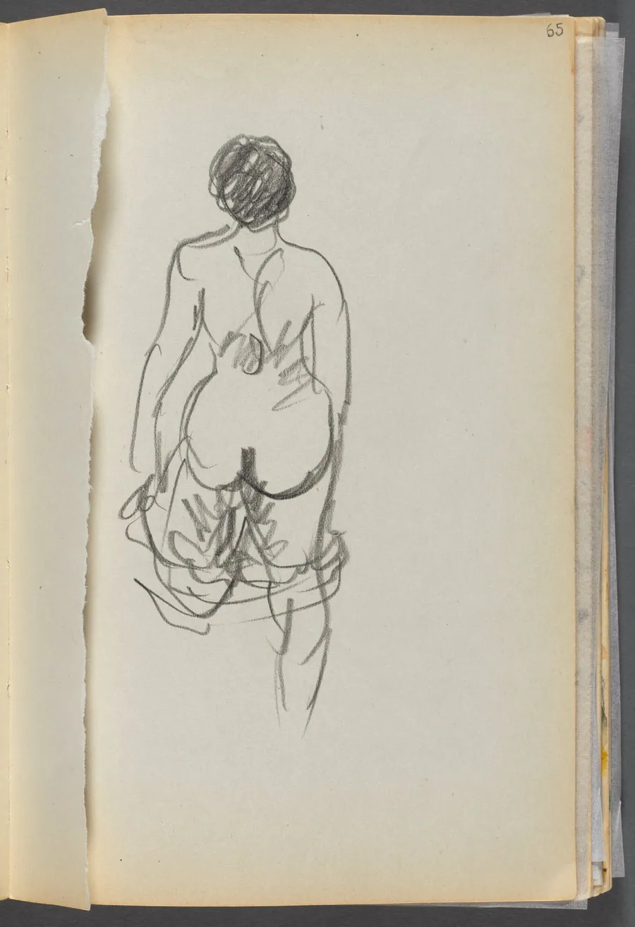 Sketchbook- The Granite Shore Hotel, Rockport, page 065: Nude Female seen from behind by Maurice Prendergast