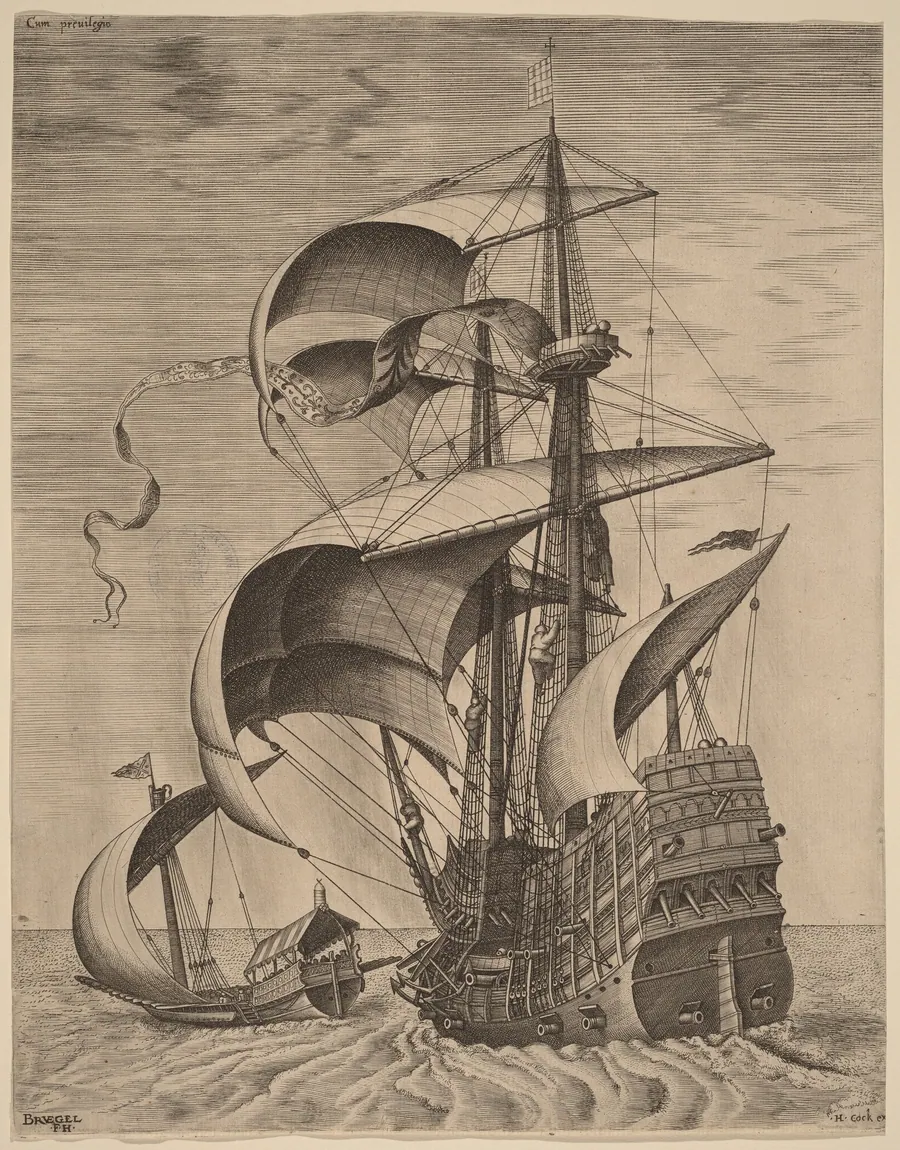 Armed Three-Master on the Open Sea, Accompanied by a Galley by Frans Huys