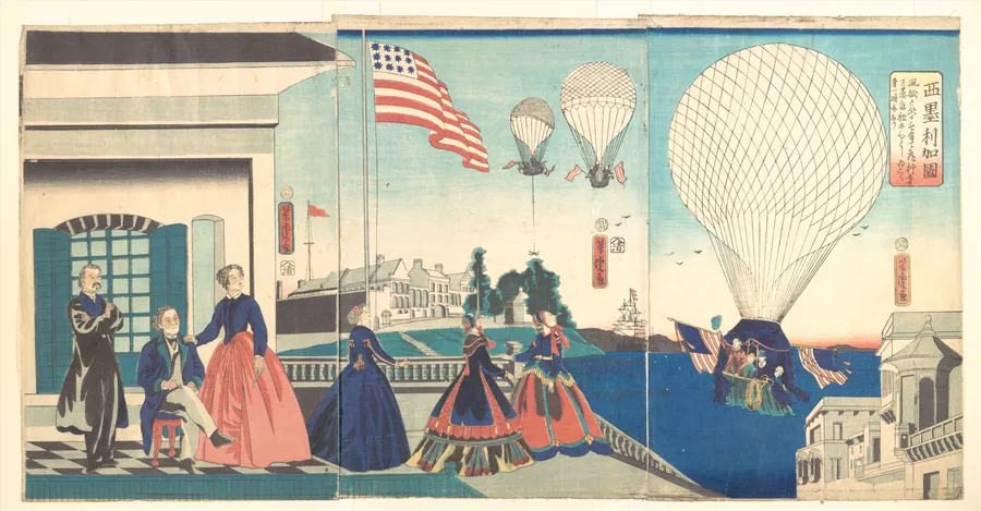 「亜墨利加國」|“America”: Enjoying Hot Air Balloons by Utagawa Yoshitora
