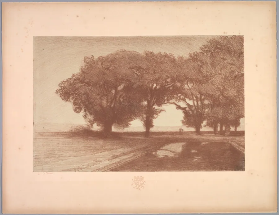 Suite de Paysages: Landscape, Plate 8, Remarque, Pansies by Charles Marie Dulac