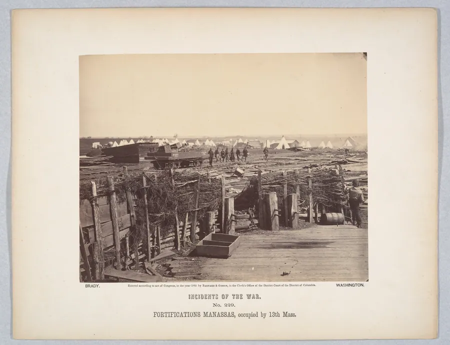 Fortifications, Manassas, Occupied by 13th Mass. by Mathew B. Brady