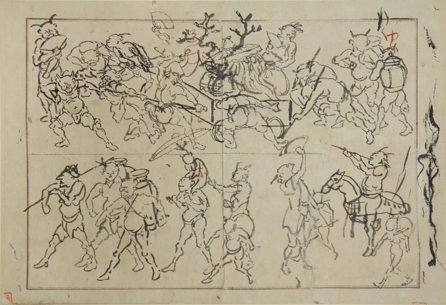 Wash drawing by Kawanabe Kyōsai 河鍋暁斎