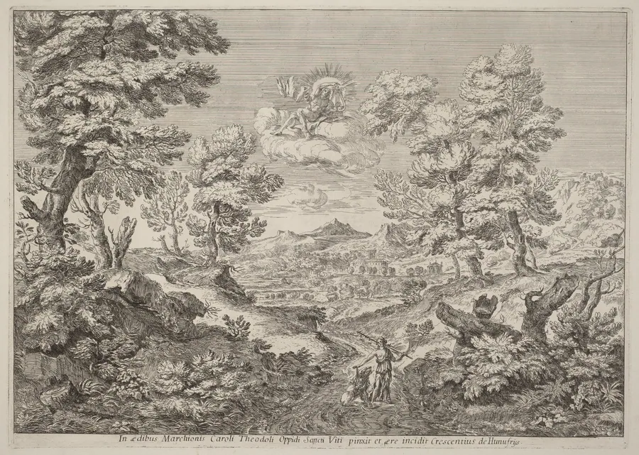 Apollo and a Nymph Leading a Lion by Crescenzio Onofri