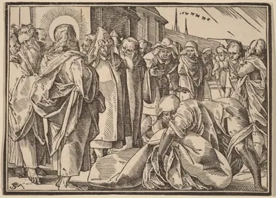 The Paralytic Healed by Christ Picks up His Pallet