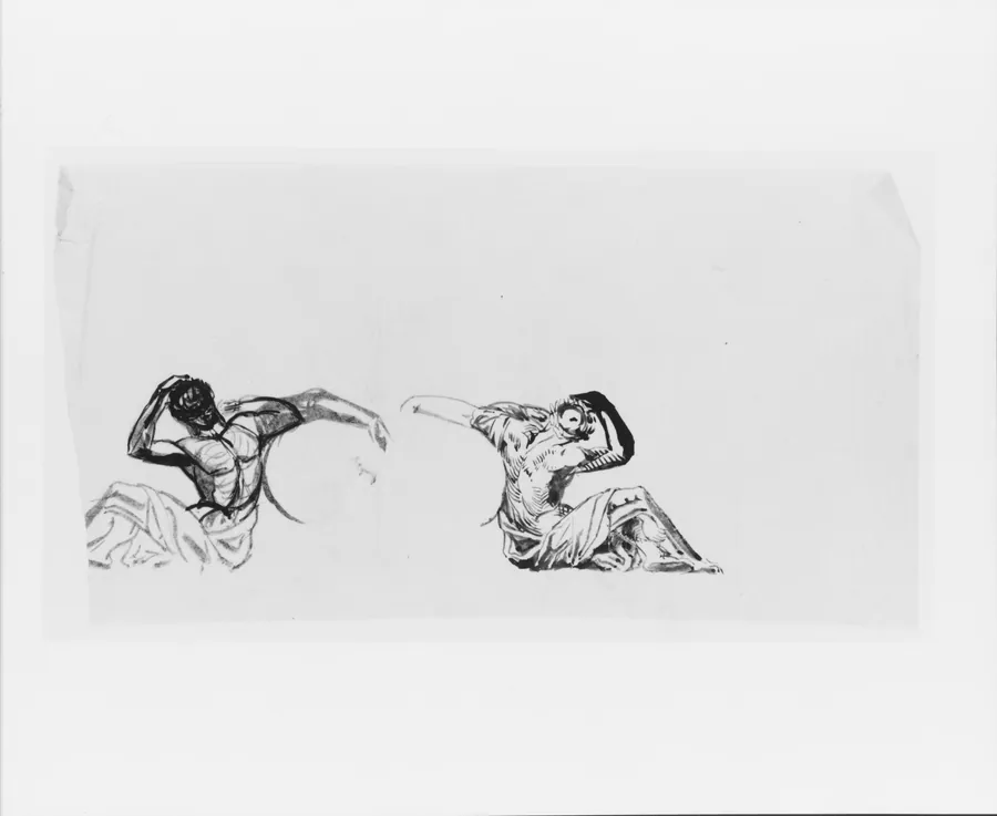 Study of Seated Male Figures for Sculpture Base (from Sketchbook) by John Quincy Adams Ward