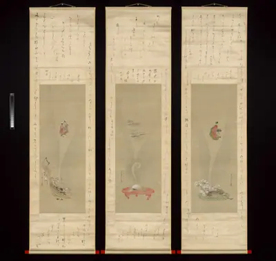 鳥文斎栄之筆 蜀山人(大田 南畝)賛 吉原の蜃気楼図|Shellfish and Apparitions of the Yoshiwara Pleasure Quarter