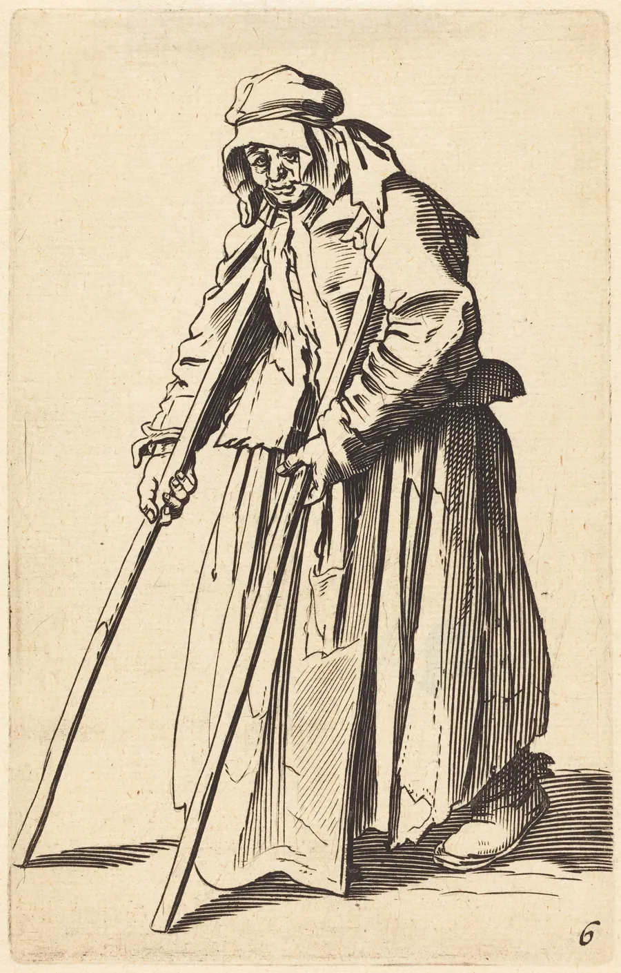 Beggar Woman with Crutches by French 17th Century