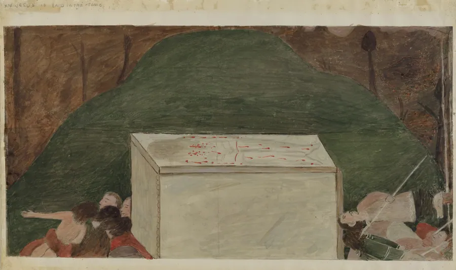 Station of the Cross No. 14: "Jesus is Laid in His Tomb" by American 20th Century
