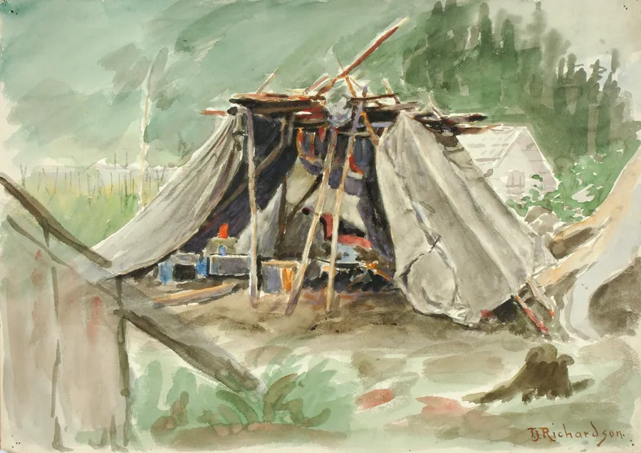 Indian Camp, Alaska by Theodore J. Richardson, born Readfield, ME 1855-died Minneapolis, MN 1914