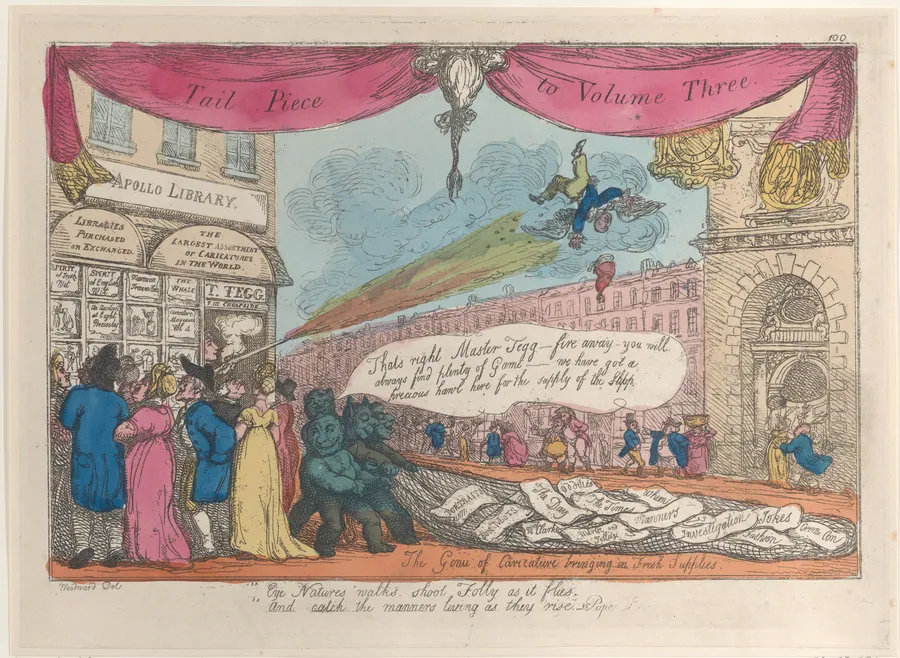Tail Piece to Volume Three: The Genii of Caricature Bringing in Fresh Supplies by Thomas Tegg