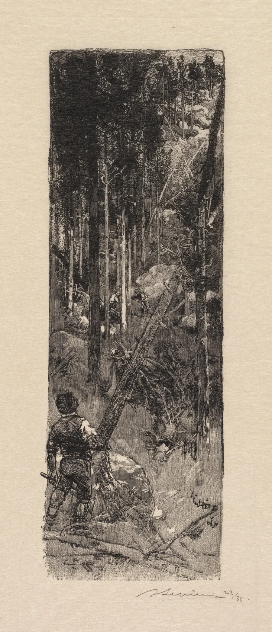 Fontainebleau Forest: Cutting of Pines (La Forêt de Fontainebleau: Abatage des pins) by Auguste Louis Lepère