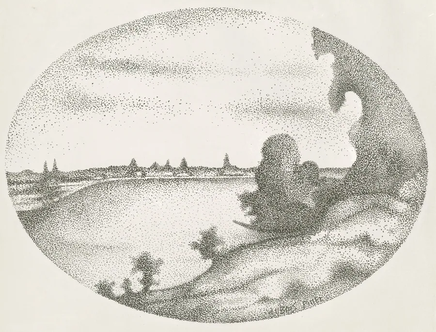 A River Landscape by Albert Dubois-Pillet