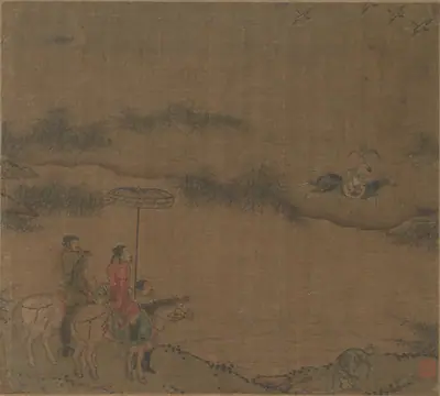 Three Horsemen Hunting Wild Geese