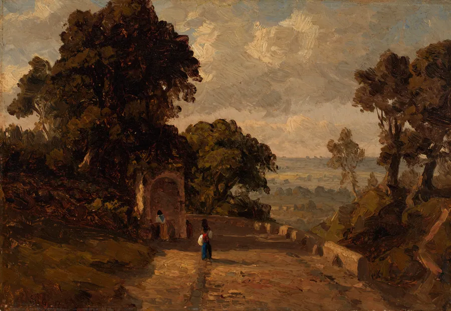 Near Ariccia, Italy by Sanford Robinson Gifford, born Greenfield, NY 1823-died New York City 1880