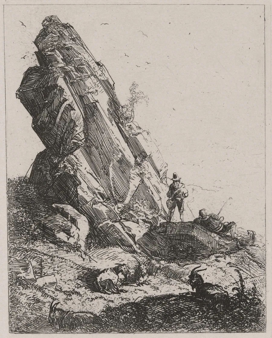 Rock Outcrop with Shepherds and Goats by Caspar Johann Nepomuk Scheuren