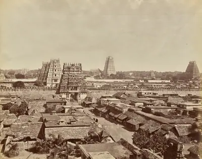 View from the Top of the Rock, looking over the native Town, Trichinopoly, India