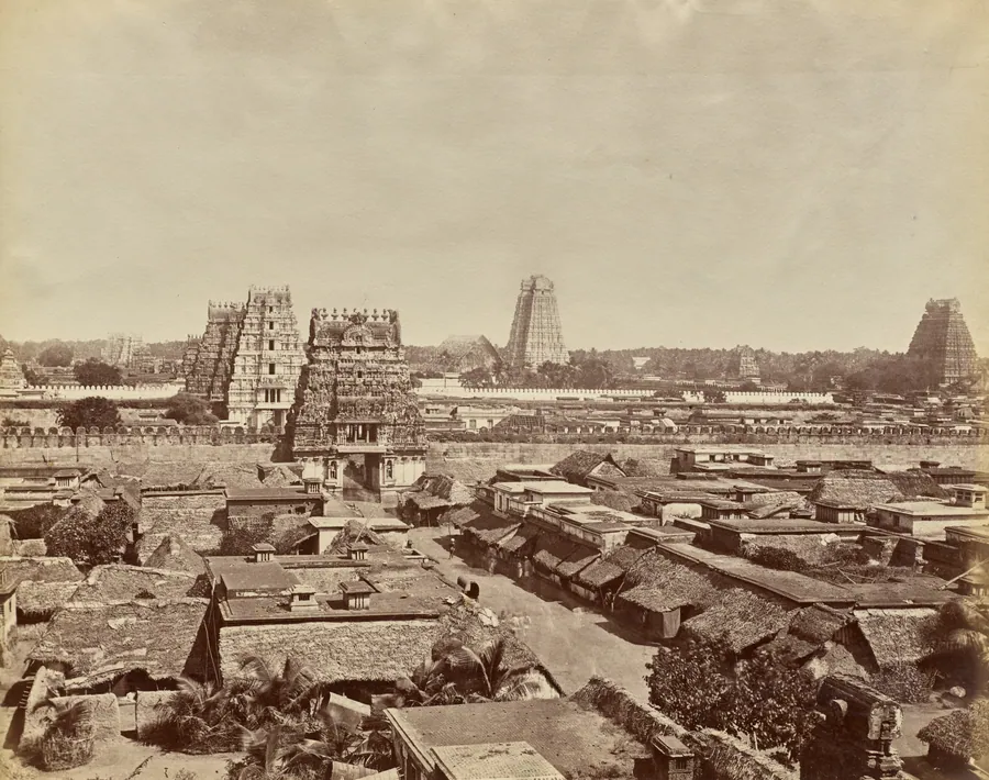 View from the Top of the Rock, looking over the native Town, Trichinopoly, India by Nicholas & Co.