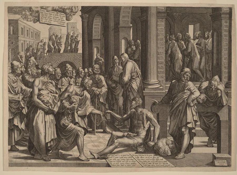 Apostles Peter and John Healing the Paralytic by Lambert Suavius
