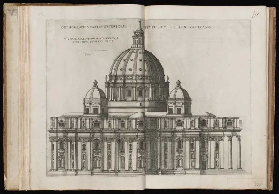 Orthographia Partis Exterioris Templi Divi Petri [Exterior View of Saint Peter's Basilica] by Étienne Dupérac