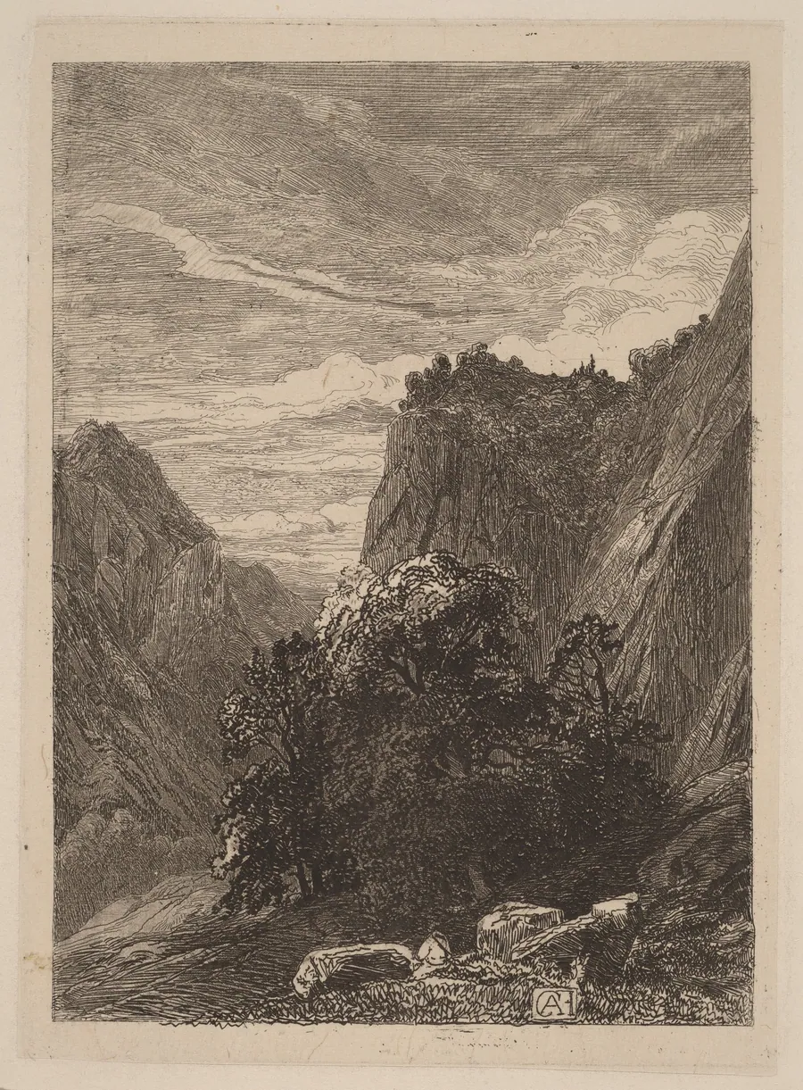 Trees at the Foot of a Cliff by Alexandre Calame