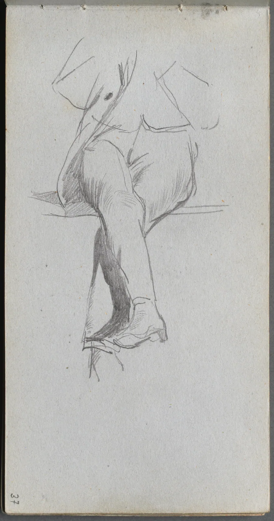 Sketchbook, page 37: Figure Study, crossed legs by Ernest Meissonier