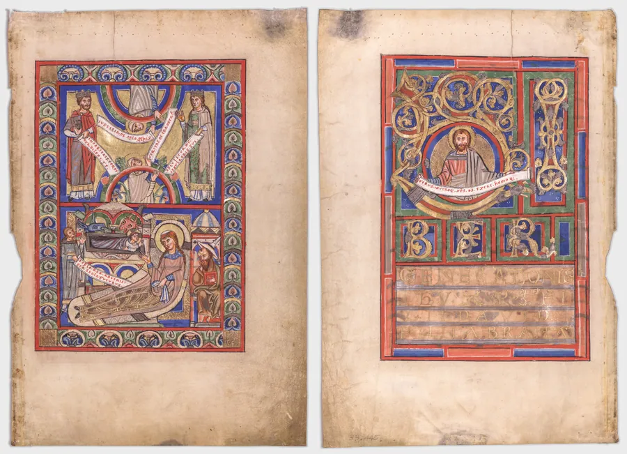 Single Leaf Excised from a Gospel Book: The Nativity (recto) and St. Matthew (verso)