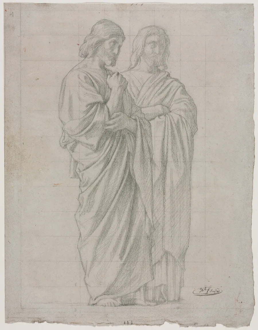 Two Standing Figures (Study for the Left Section of The Mission of the Apostles) by Hippolyte Jean Flandrin