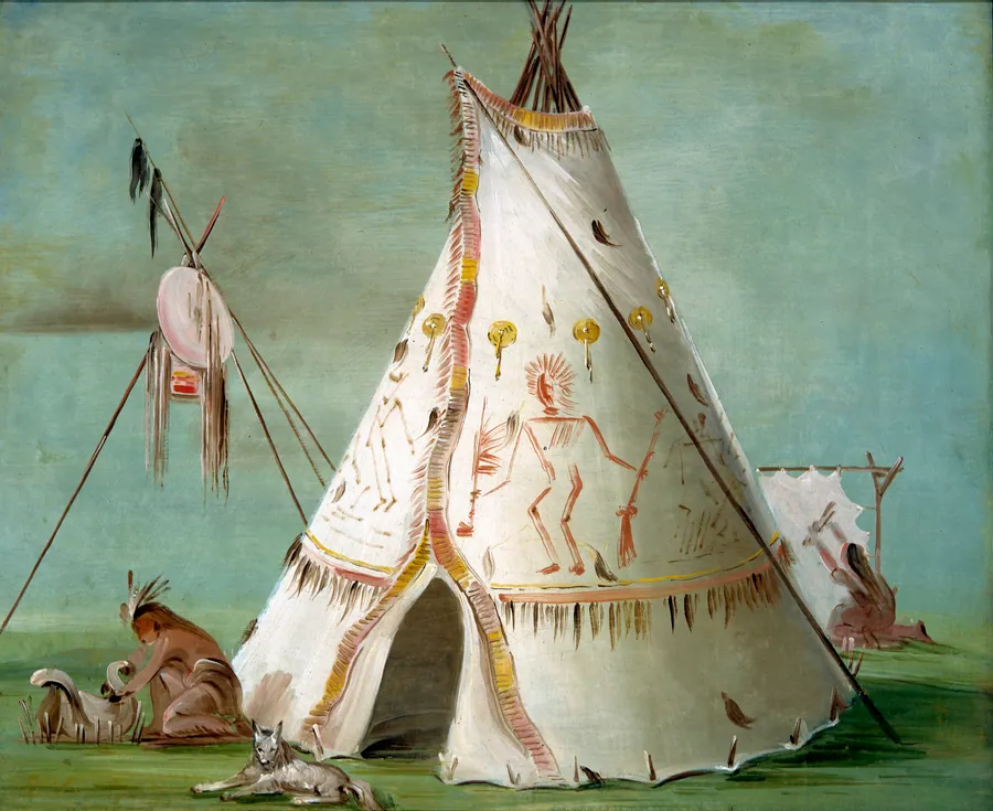 Crow Lodge of Twenty-five Buffalo Skins by George Catlin, born Wilkes-Barre, PA 1796-died Jersey City, NJ 1872