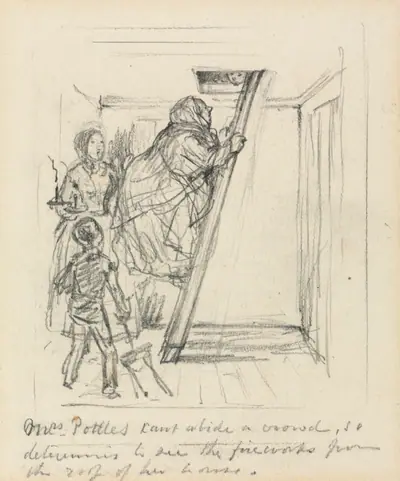 Sketch for "Mrs. Pottles Can't Abide a Crowd"