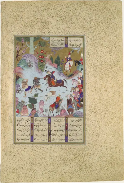 "Tahmuras Defeats the Divs", Folio 23v from the Shahnama (Book of Kings) of Shah Tahmasp