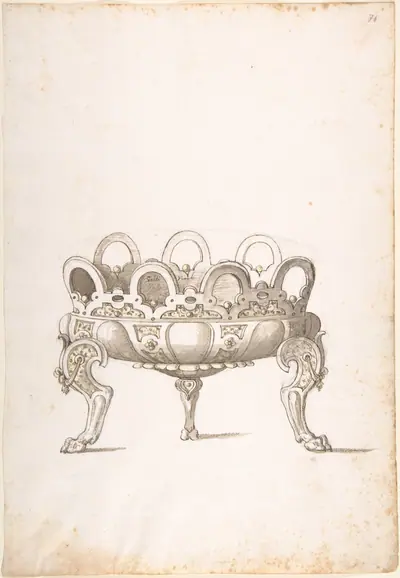 Design for Shallow Round Dish on Three Legs